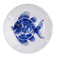 Set 6 piatti piani pesce rosso e azzurro