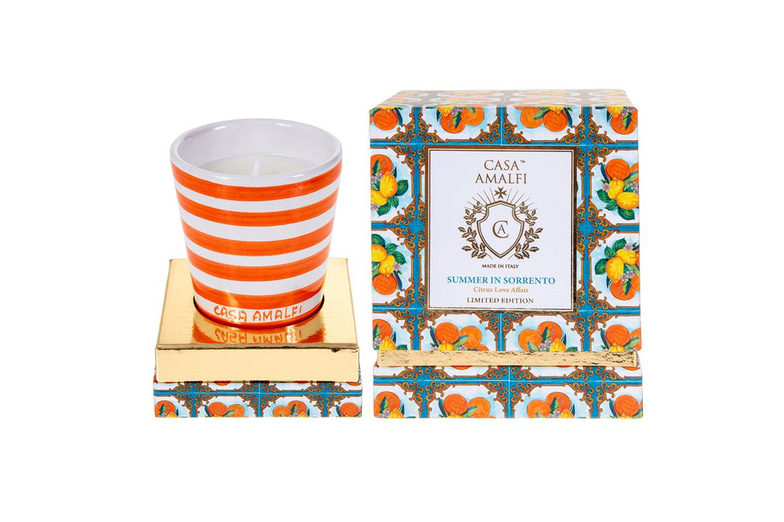 SUMMER IN SORRENTO Hand Painted Soy Candle - Bergamot & Orange Blossom 200g