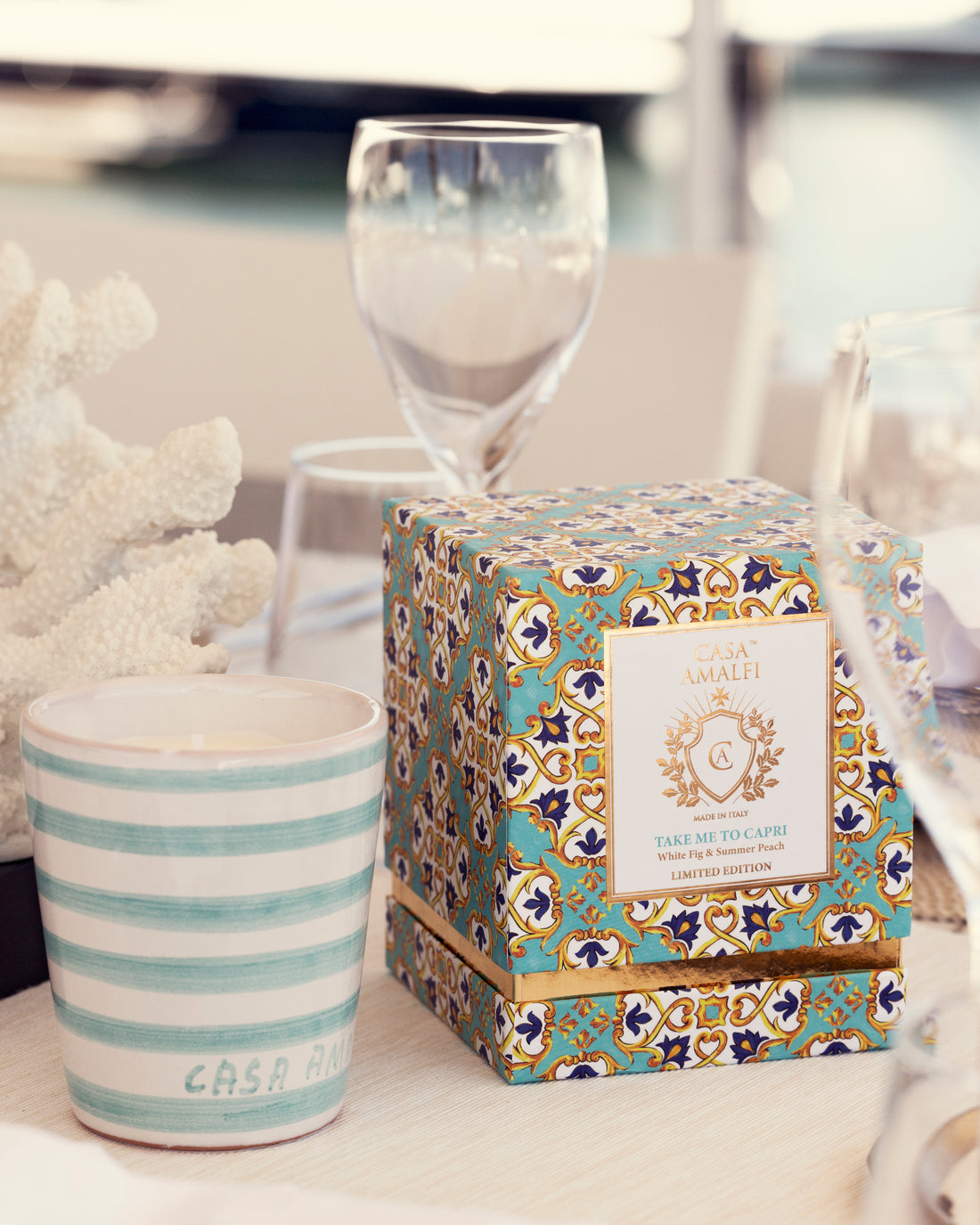 TAKE ME TO CAPRI Hand Painted Soy Candle - Fig Leaves & Ivy 200g