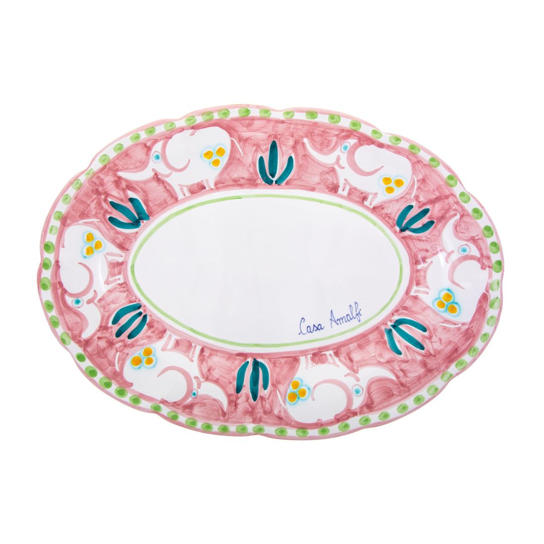 Piatto Ovale Elefantino Rosa 30 cm