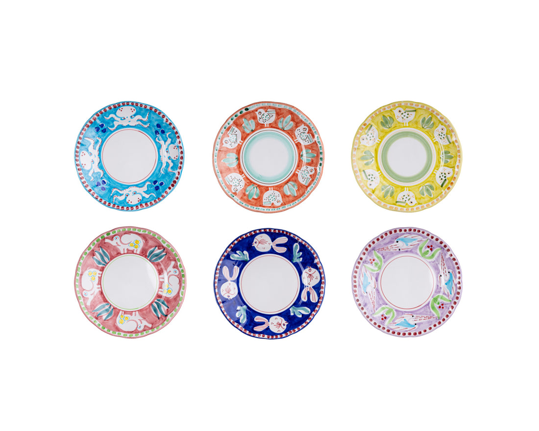 ANIMALETTI DINNER PLATES  26 CM HANDLE PAINTED- Set of 6