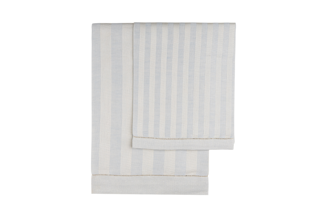 ROMANTICA LIGHT-BLUE & WHITE LINEN GUEST TOWEL SET